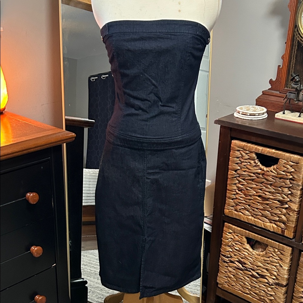 Dalmys Strapless Denim Dress Dark Wash Sz 9